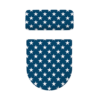 White And Blue USA Star Pattern Print Toilet Lid And Tank Cover Set