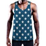 White And Blue USA Star Pattern Print Training Tank Top