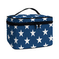 White And Blue USA Star Pattern Print Travel Makeup Bag