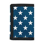 White And Blue USA Star Pattern Print Trifold Wallet