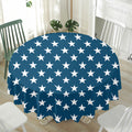 White And Blue USA Star Pattern Print Waterproof Round Tablecloth