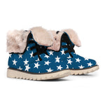 White And Blue USA Star Pattern Print Winter Boots