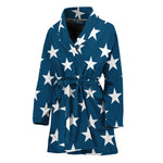 White And Blue USA Star Pattern Print Women's Bathrobe