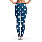 White And Blue USA Star Pattern Print Women's Leggings
