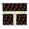 White And Brown Eagle Pattern Print 3 Piece Kitchen Curtains