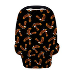 White And Brown Eagle Pattern Print Baby Seat Cover