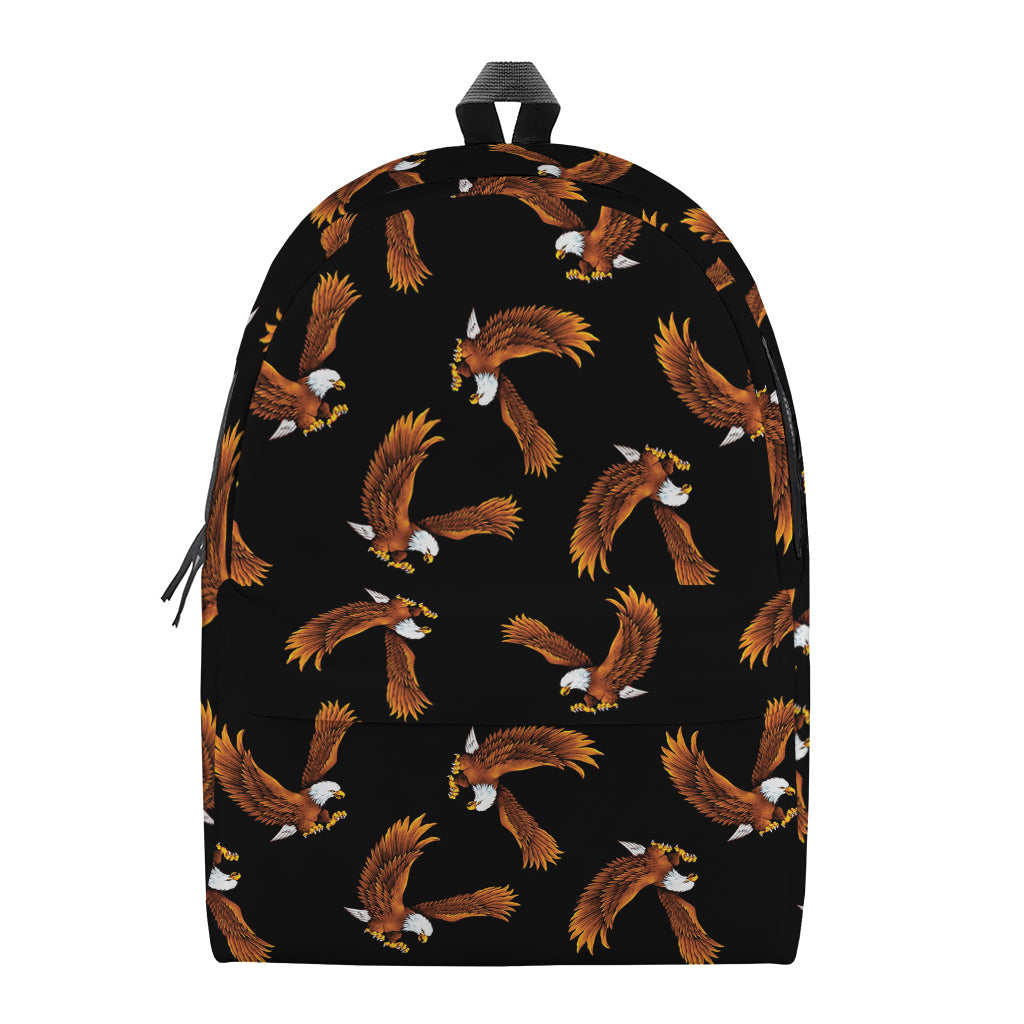 White And Brown Eagle Pattern Print Backpack