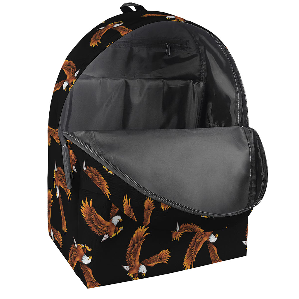 White And Brown Eagle Pattern Print Backpack