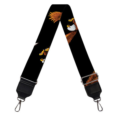 White And Brown Eagle Pattern Print Bag Strap