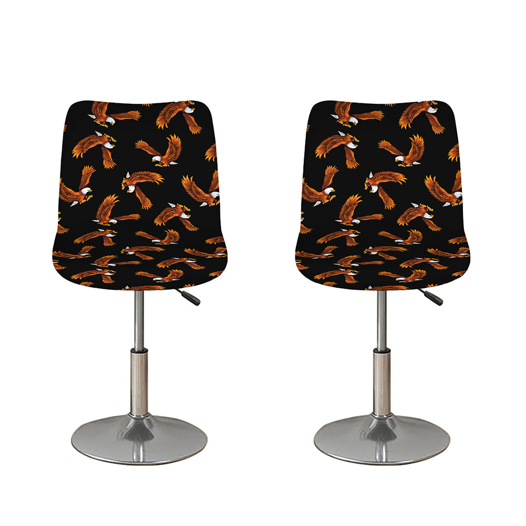 White And Brown Eagle Pattern Print Bar Stool Covers