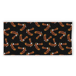 White And Brown Eagle Pattern Print Beach Towel