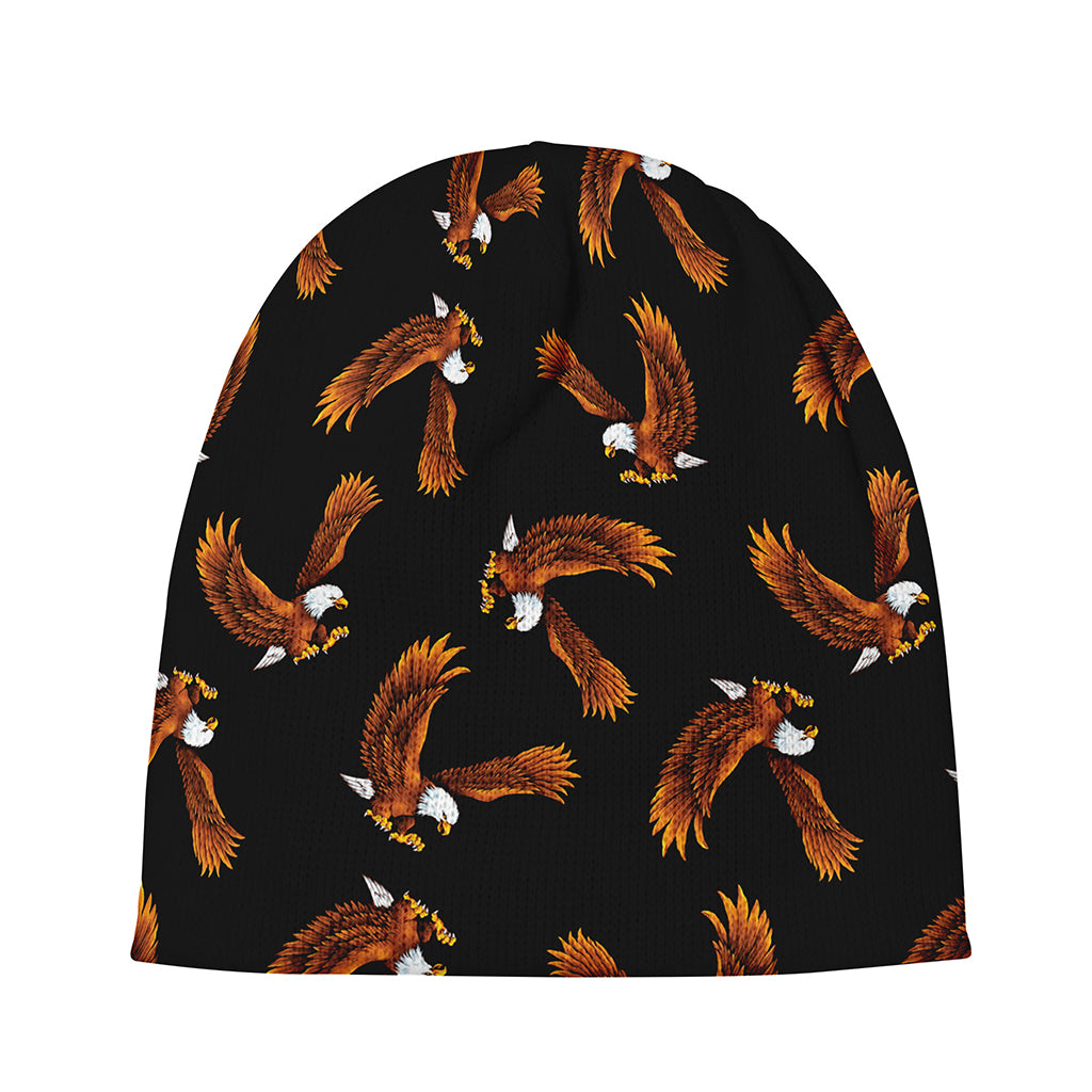 White And Brown Eagle Pattern Print Beanie