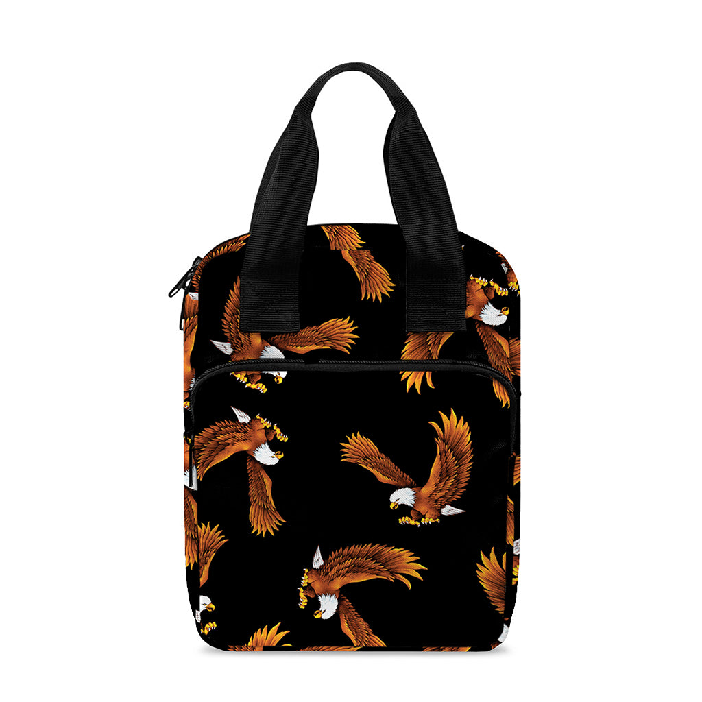 White And Brown Eagle Pattern Print Bible Tote Bag