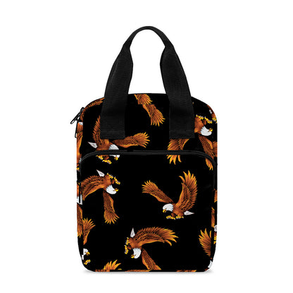White And Brown Eagle Pattern Print Bible Tote Bag