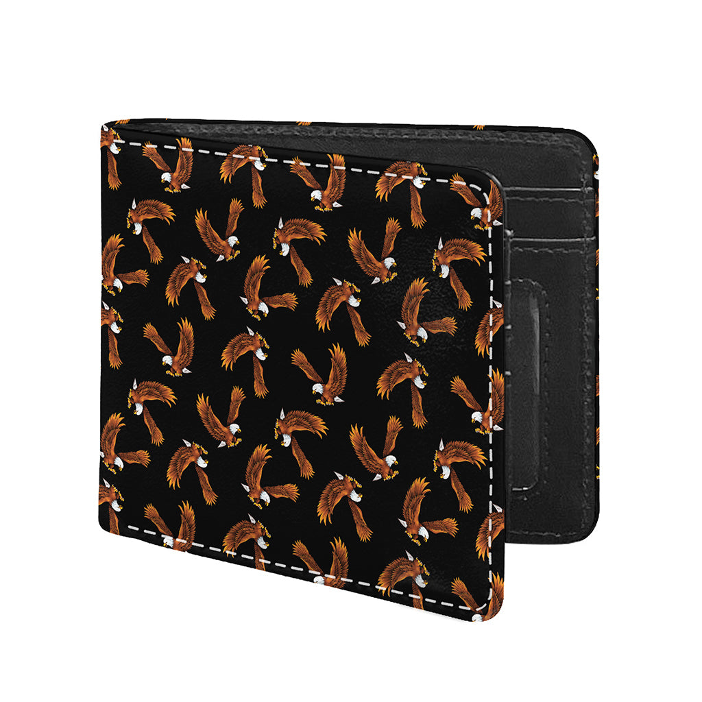 White And Brown Eagle Pattern Print Bifold Wallet
