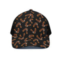 White And Brown Eagle Pattern Print Black Mesh Trucker Hat