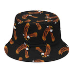 White And Brown Eagle Pattern Print Bucket Hat
