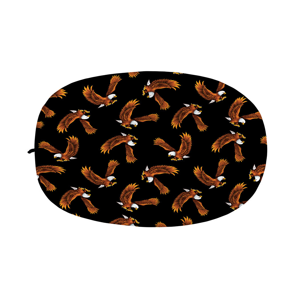 White And Brown Eagle Pattern Print Car Side Mirror Covers
