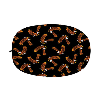 White And Brown Eagle Pattern Print Car Side Mirror Covers