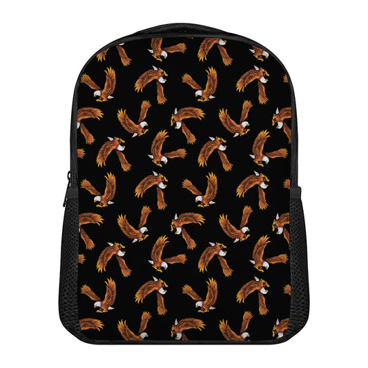 White And Brown Eagle Pattern Print Casual Backpack