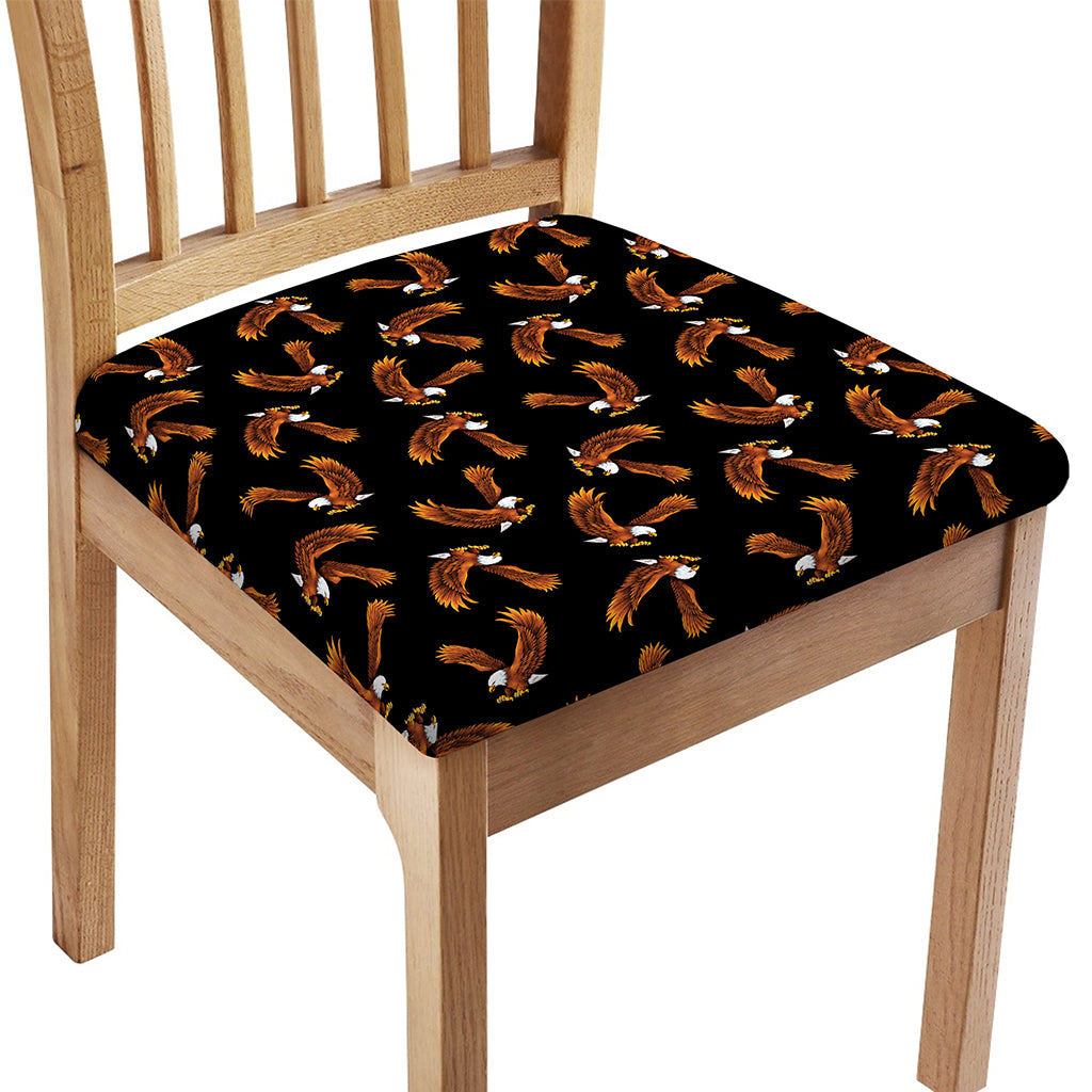 White And Brown Eagle Pattern Print Chair Cushion Cover