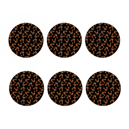 White And Brown Eagle Pattern Print Coaster Set