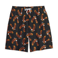 White And Brown Eagle Pattern Print Cotton Shorts