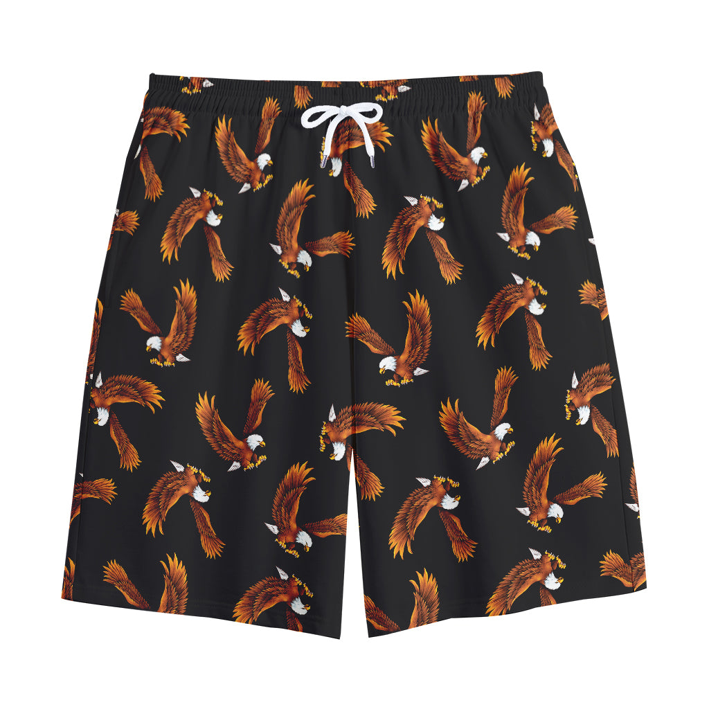 White And Brown Eagle Pattern Print Cotton Shorts