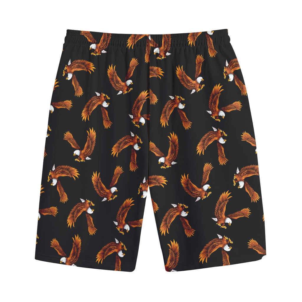 White And Brown Eagle Pattern Print Cotton Shorts