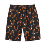 White And Brown Eagle Pattern Print Cotton Shorts