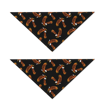 White And Brown Eagle Pattern Print Dog Bandana
