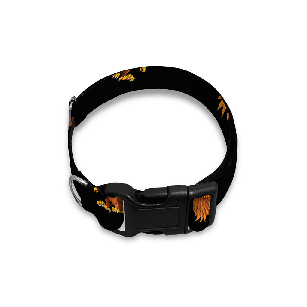 White And Brown Eagle Pattern Print Dog Collar