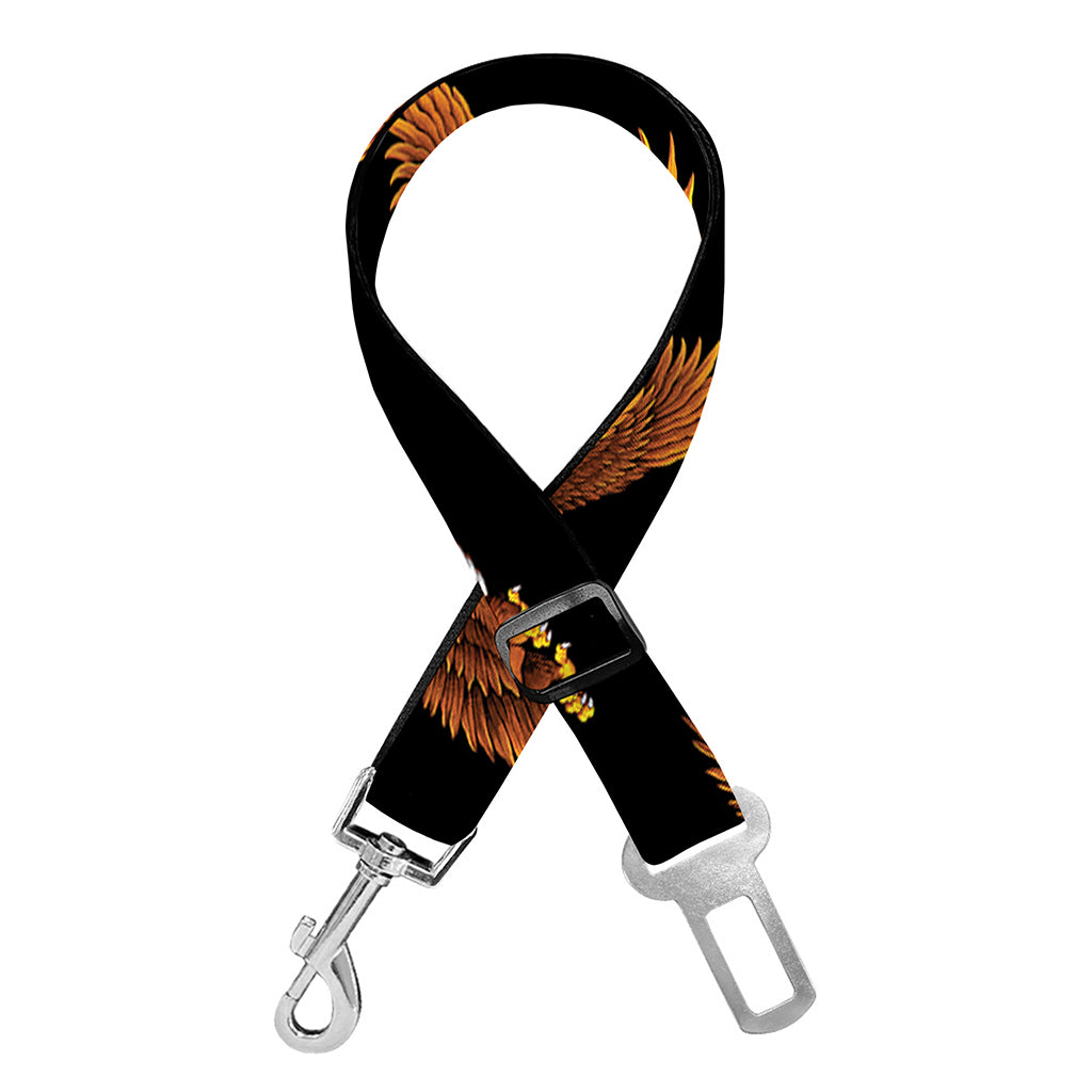 White And Brown Eagle Pattern Print Dog Seat Belt