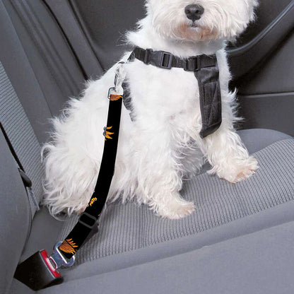 White And Brown Eagle Pattern Print Dog Seat Belt