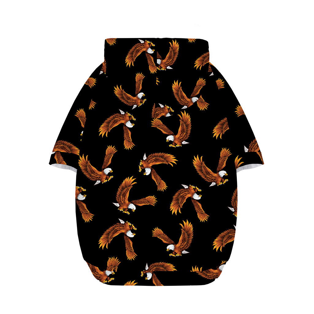 White And Brown Eagle Pattern Print Dog Zip Up Hoodie