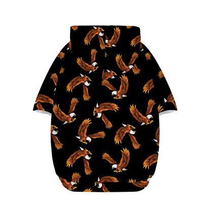 White And Brown Eagle Pattern Print Dog Zip Up Hoodie