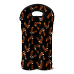 White And Brown Eagle Pattern Print Double Neoprene Wine Tote