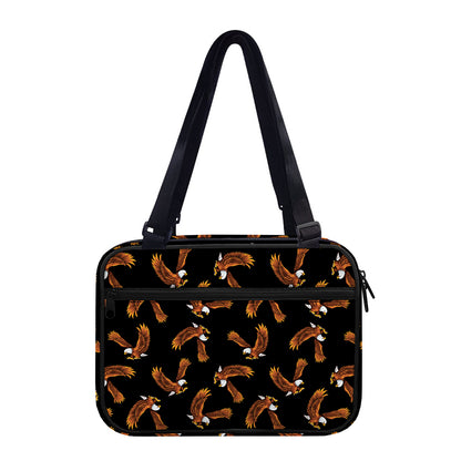 White And Brown Eagle Pattern Print Double Strap Bible Bag