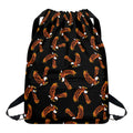 White And Brown Eagle Pattern Print Drawstring Backpack