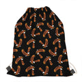 White And Brown Eagle Pattern Print Drawstring Bag