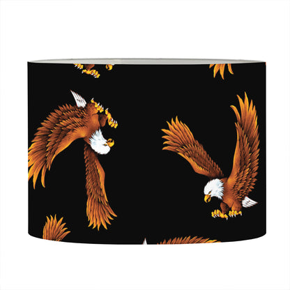 White And Brown Eagle Pattern Print Drum Lamp Shade