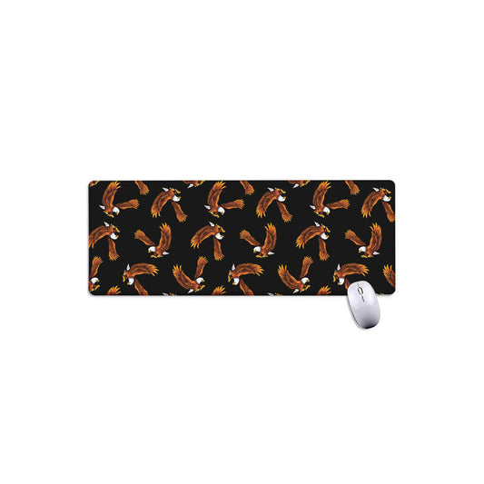 White And Brown Eagle Pattern Print Extended Mouse Pad