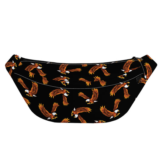 White And Brown Eagle Pattern Print Fanny Pack