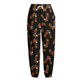 White And Brown Eagle Pattern Print Fleece Lined Knit Pants