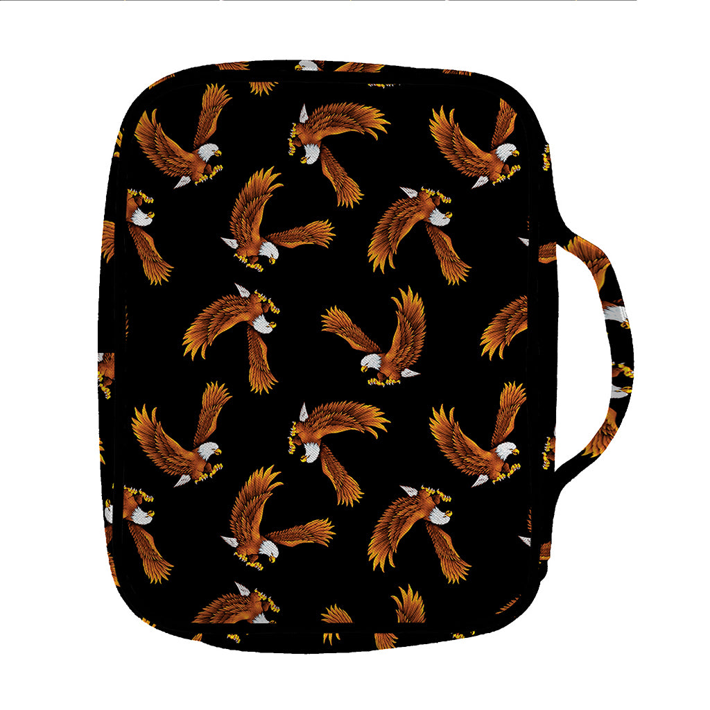 White And Brown Eagle Pattern Print Front Pocket Bible Bag