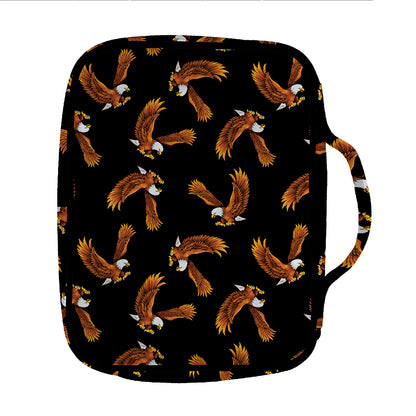 White And Brown Eagle Pattern Print Front Pocket Bible Bag