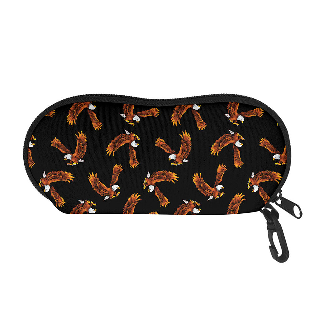 White And Brown Eagle Pattern Print Glasses Case