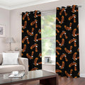 White And Brown Eagle Pattern Print Grommet Curtains