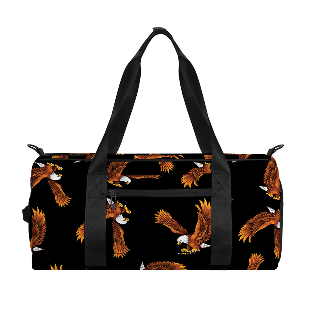 White And Brown Eagle Pattern Print Gym Bag
