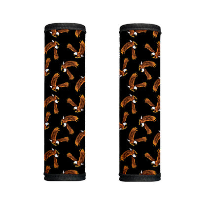 White And Brown Eagle Pattern Print Handle Covers